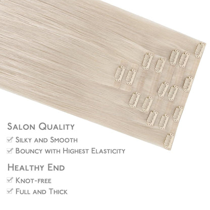 Echthaar Clip-In Extensions Platinblond 50cm - Remy Haarverlängerung