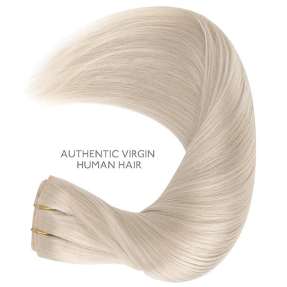 Echthaar Clip-In Extensions Platinblond 55cm - Remy, Seamless