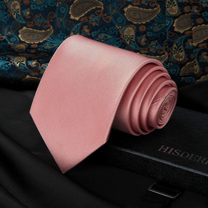 Herren Krawatten-Set mit Einstecktuch & Krawattenklammer – Rosa