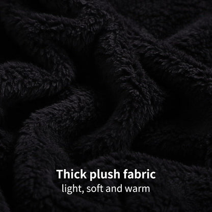 Kuschelige Hoodie Decke mit Ärmeln und Kapuze Schwarz 95x85cm
