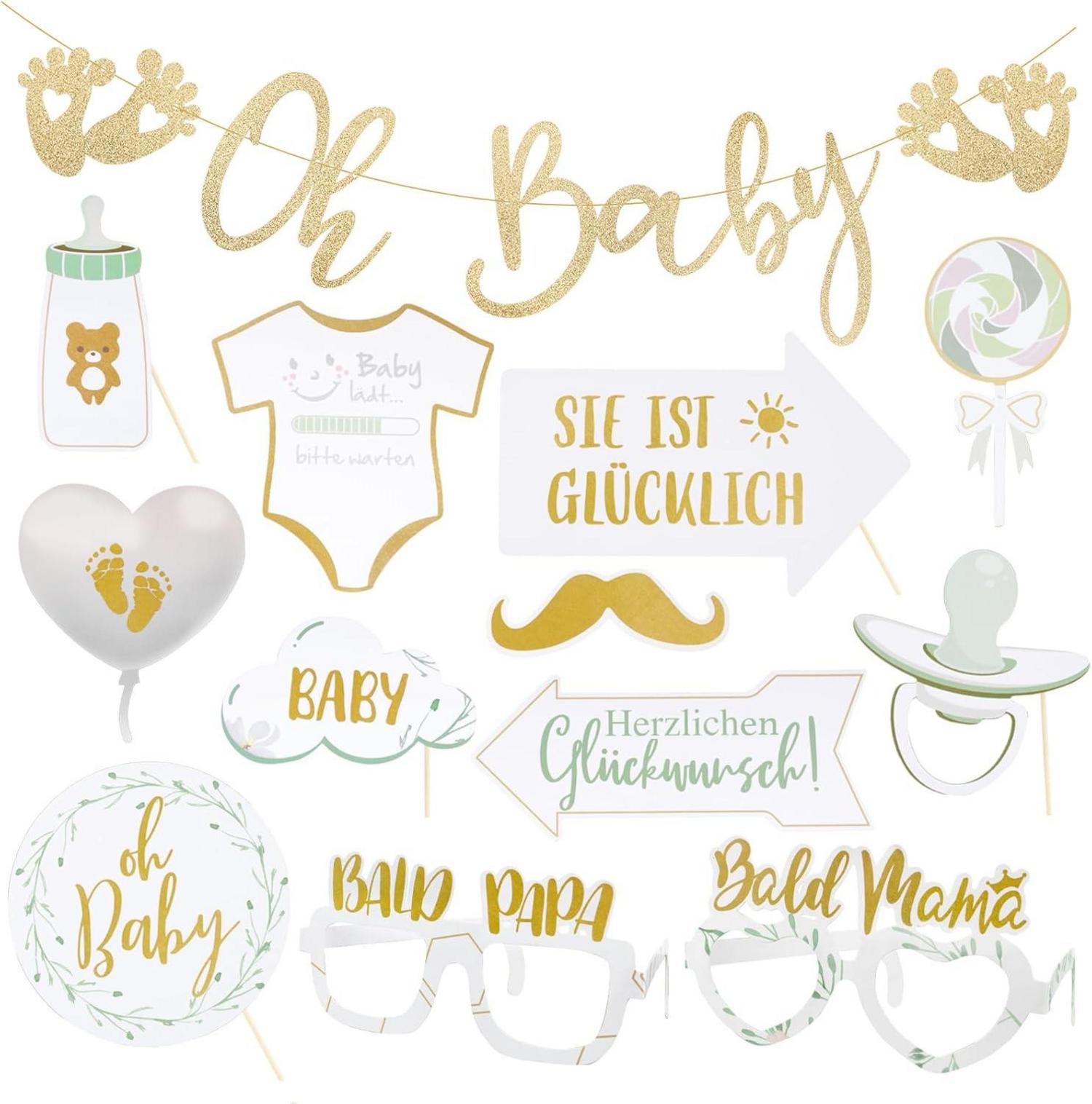 Babyparty Deko Set Oh Baby Girlande Gold 12 Babyparty Fotorequisiten