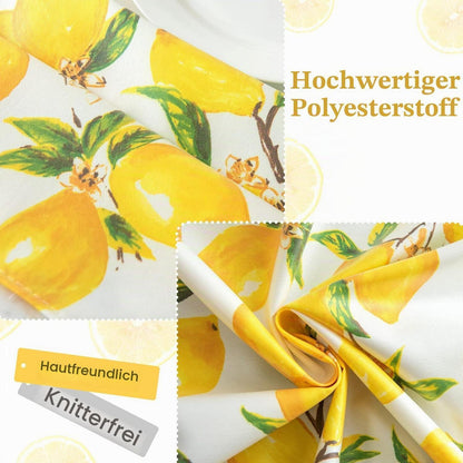 Gelbe Tischdecke Lemon Frühling Sommer | Rund 140 cm, wasserdicht