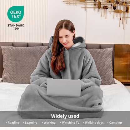 Aisbo Sherpa Hoodie Decke mit Ärmeln und Kapuze - Warme
