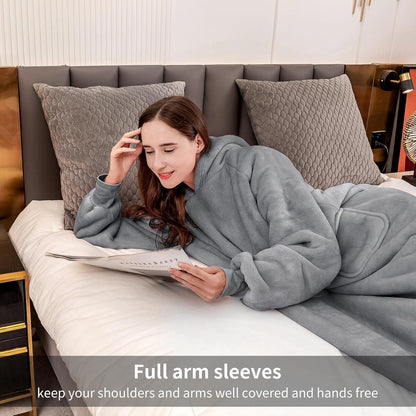 Aisbo Sherpa Hoodie Decke mit Ärmeln und Kapuze - Warme