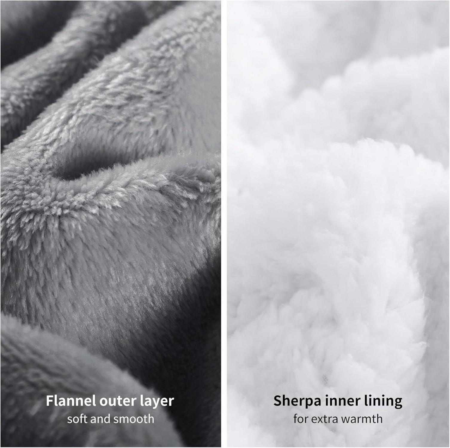 Sherpa Hoodie Decke mit Ärmeln und Kapuze, Hellgrau 130x82cm