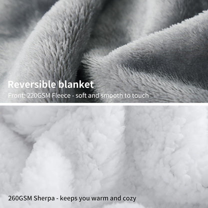 Kuscheldecke Sherpa Fleece Grau 150x200 cm XL Extra Dick