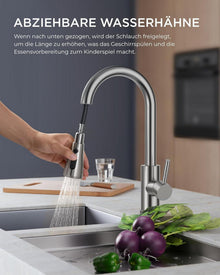 FORIOUS Hochdruck Küchenarmatur mit ausziehbarer Brause