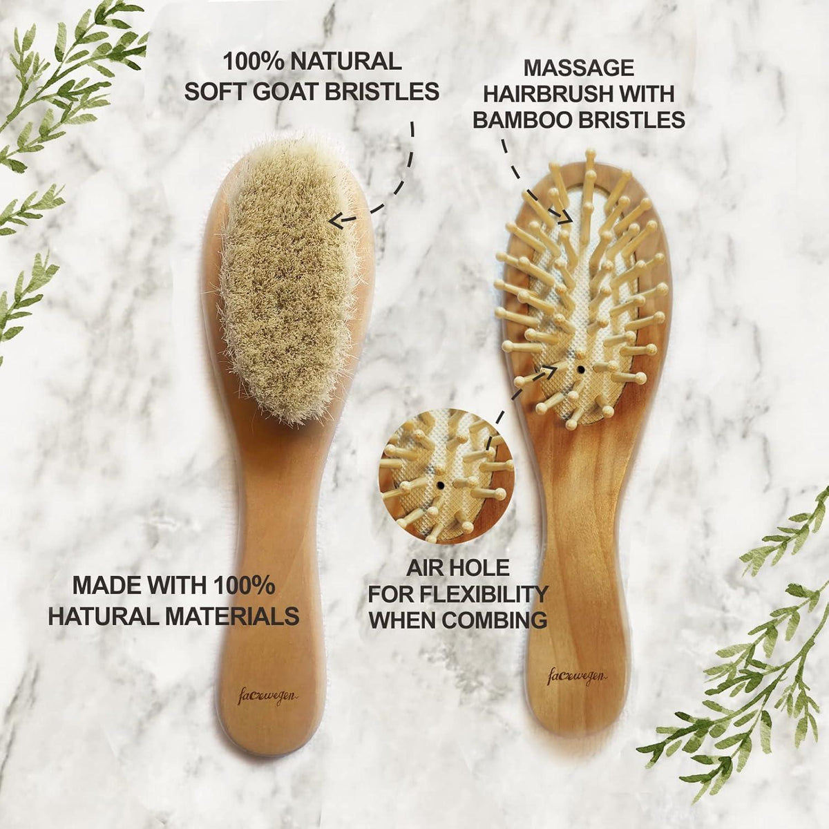 Baby Pflege-Set 6in1 – Natürliche Holzbürste & Nagelpflege