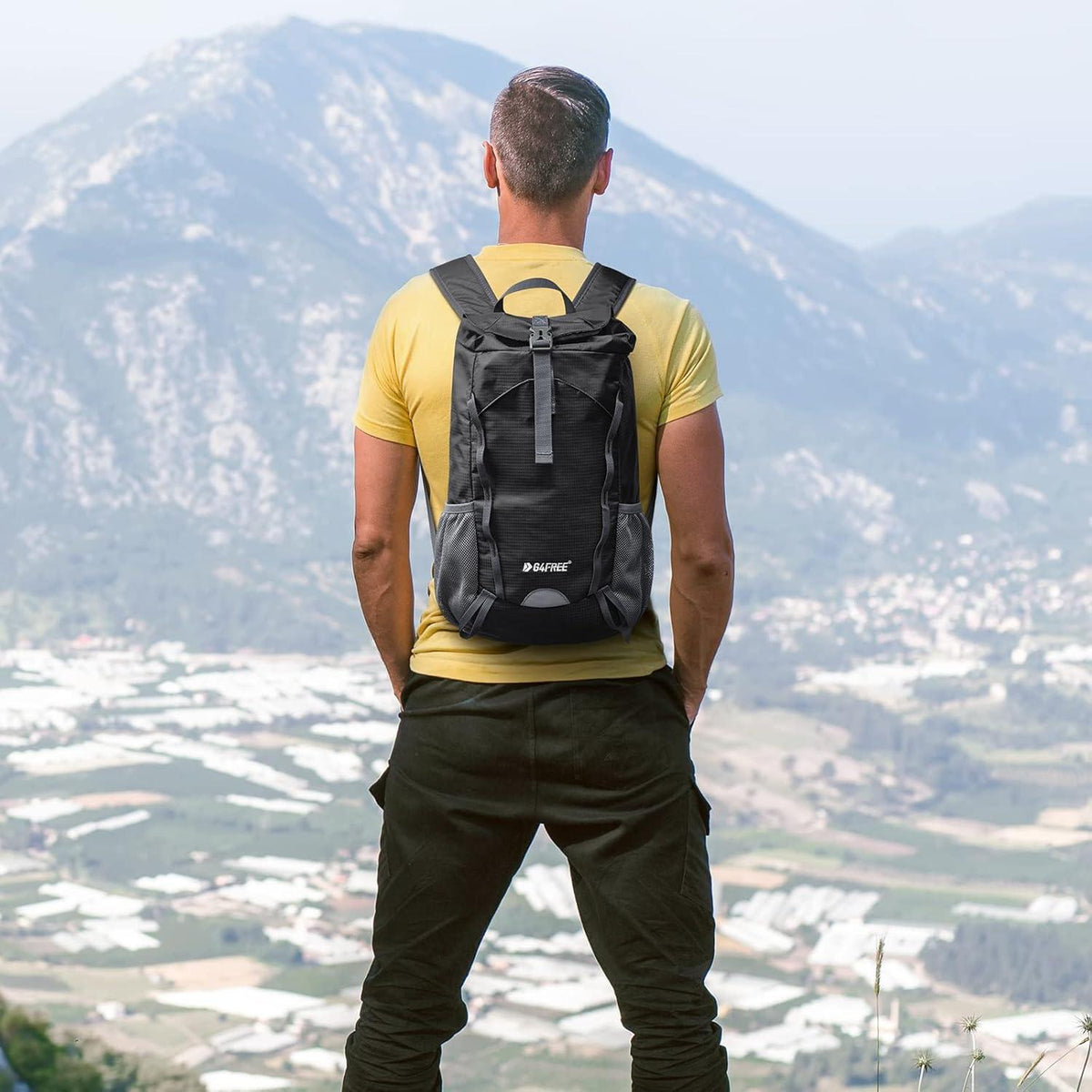 Ultraleichter Trekkingrucksack 15L Outdoor Camping Wandern Schwarz