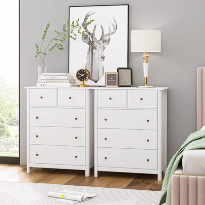 Weiße Kommode mit 5 Schubladen – Modernes Sideboard für Schlafzimmer