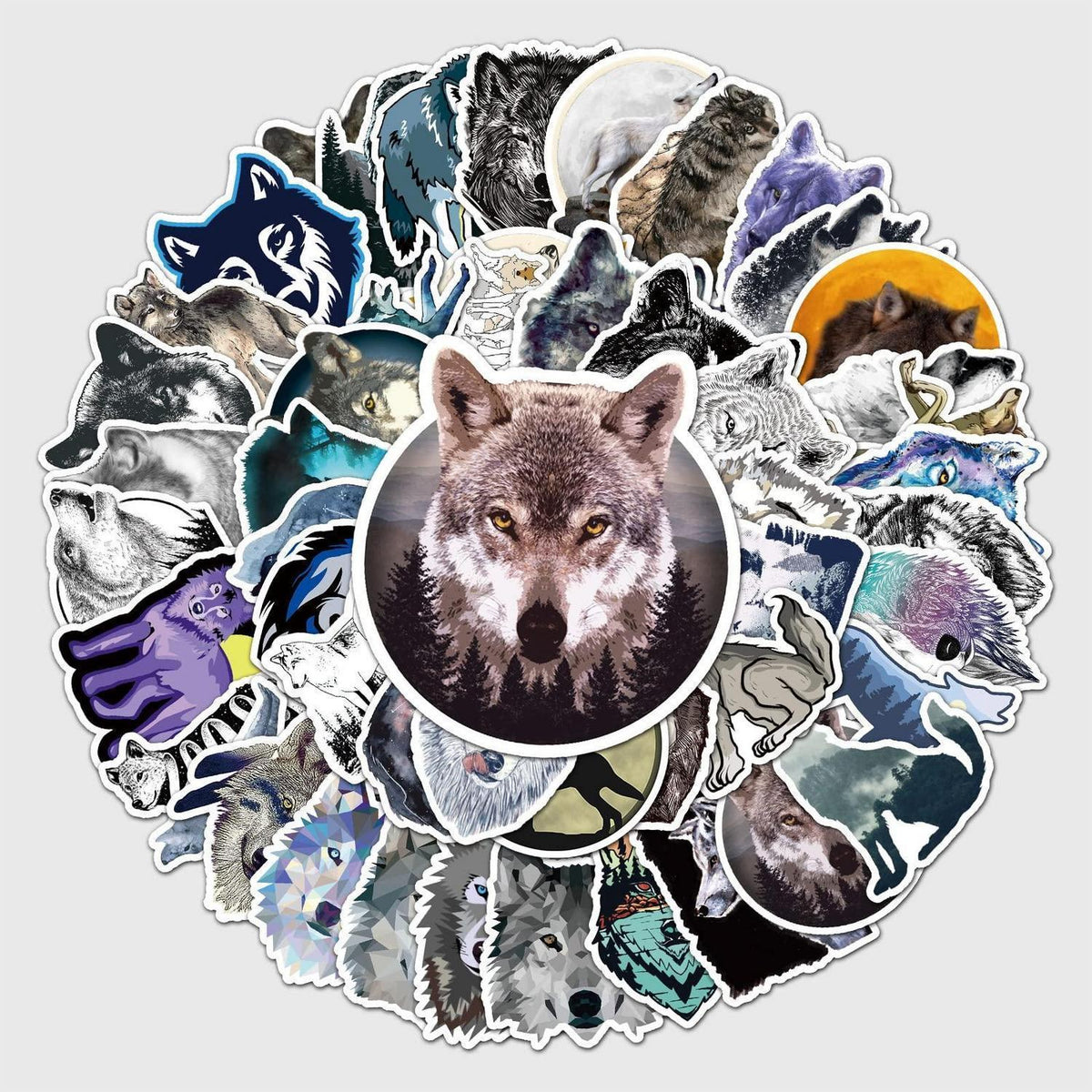 Wolf Aufkleber Set – Wasserdicht & Graffiti Design