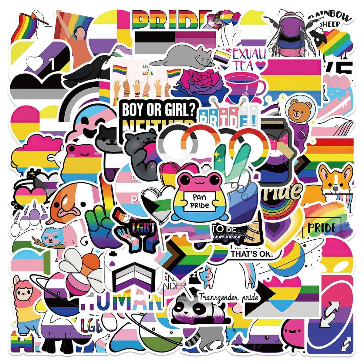 Regenbogen Aufkleber Set – Pride, LGBT, Wasserdicht & Vielfältig