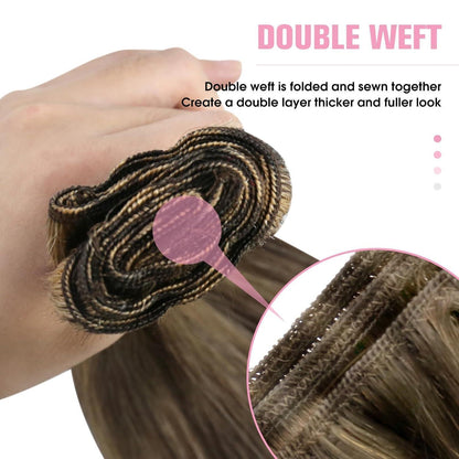 Dunkelbraune Echthaar Tressen – 55cm Weaving Hair Extensions