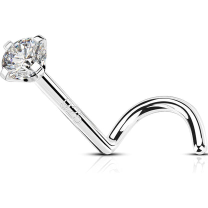 Nasenpiercing L-Form 925 Silber mit Zirkonia 2mm
