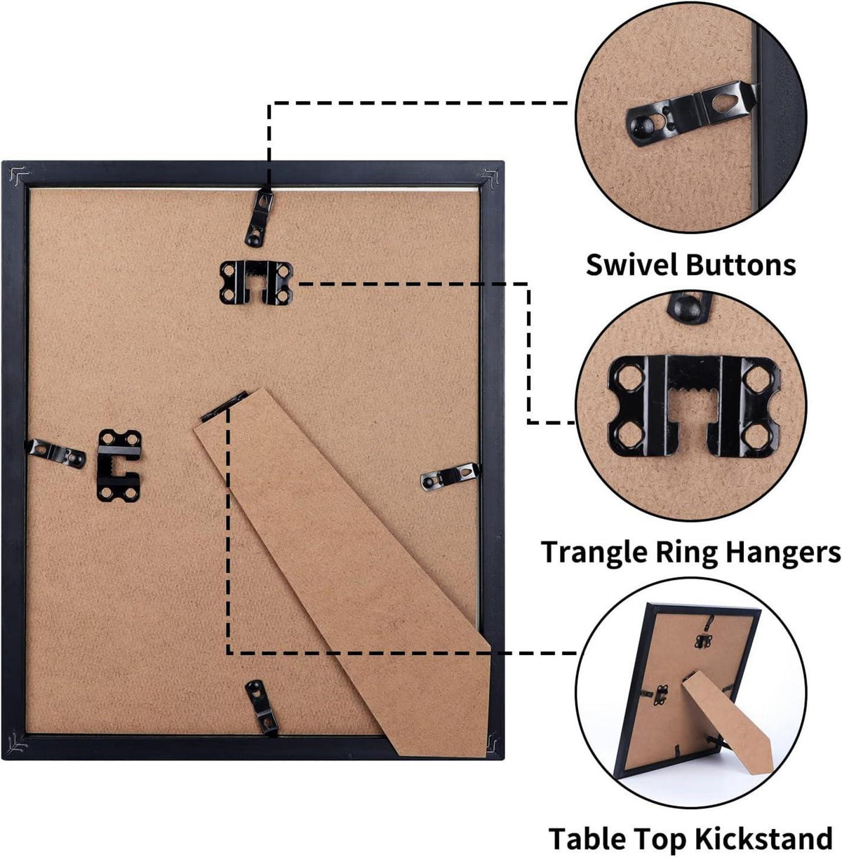 6er-Set Bilderrahmen 13x18 Schwarz für Wand und Tisch