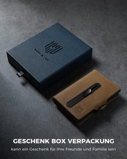 Airtag Kartenetui RFID Schutz Geldbörse POP UP Slim Wallet Braun