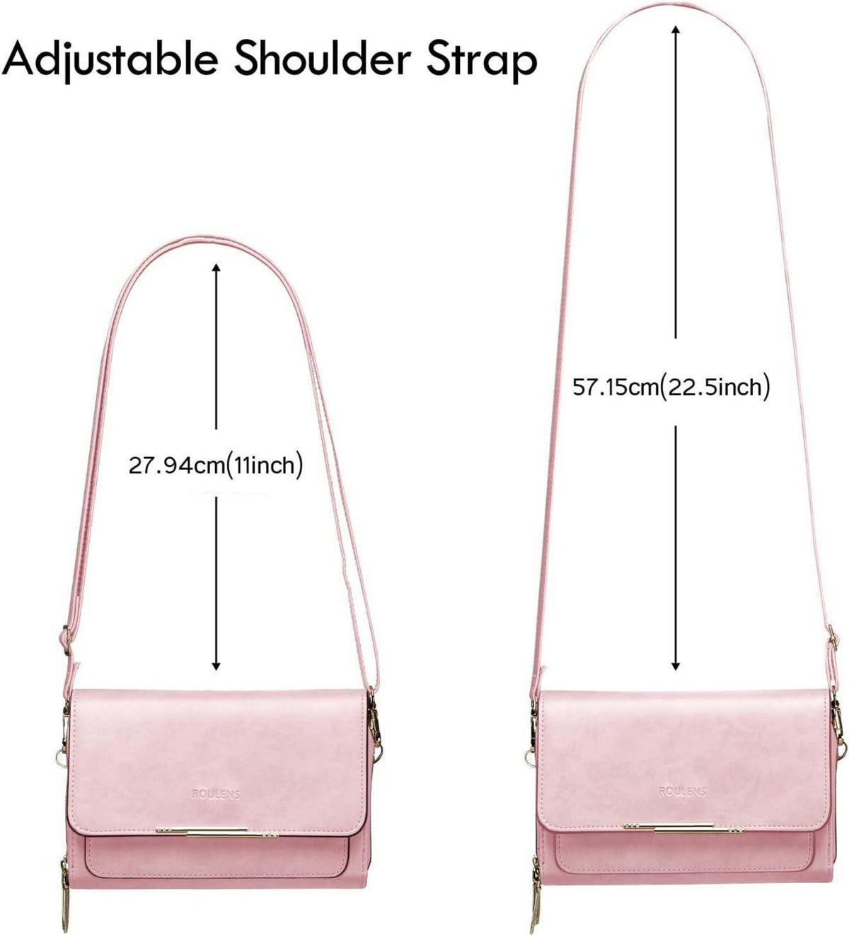 Roulens Damen Klein Handy Umhängetasche PU Leder Crossbody Ölwachs-rosa