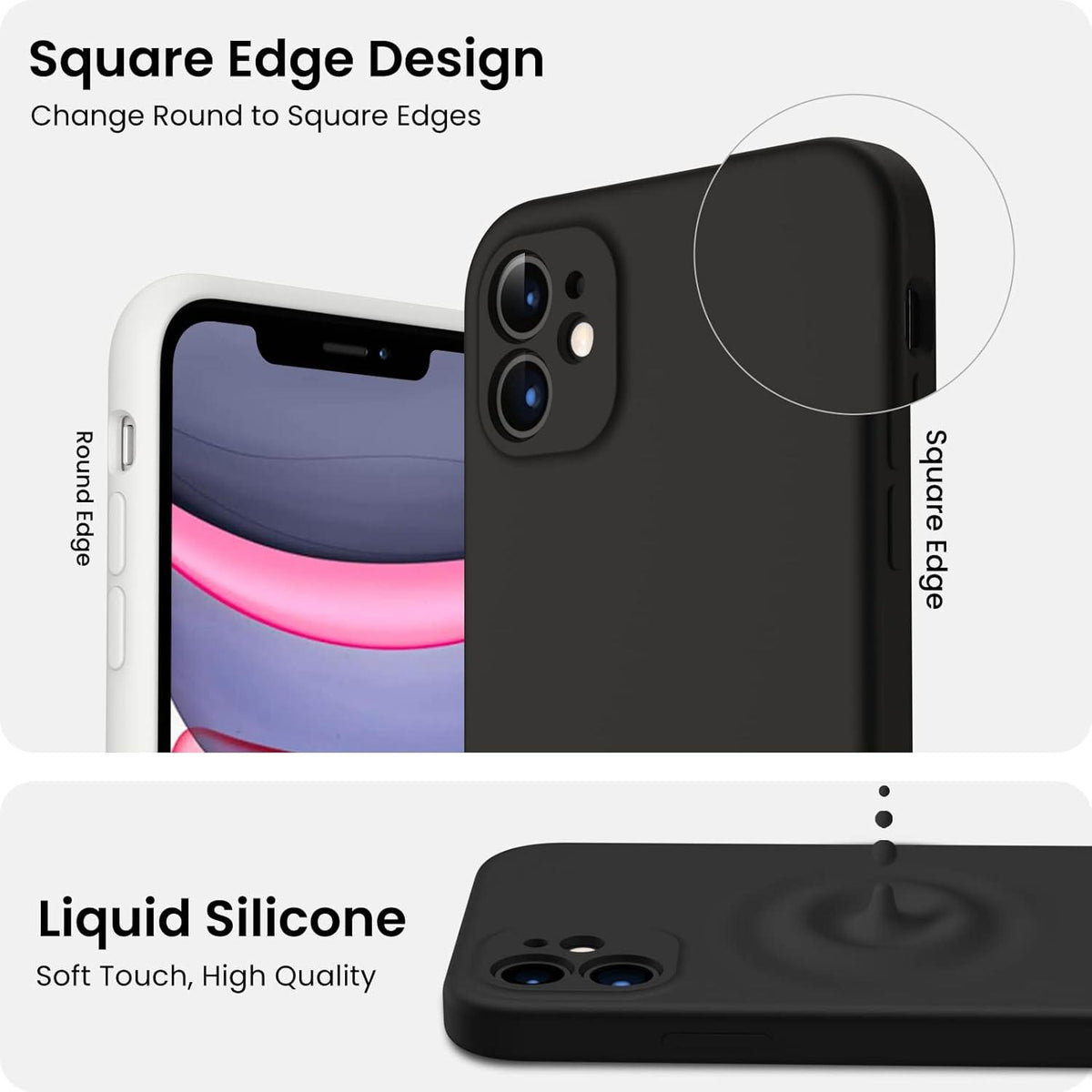 Silikon Hülle für iPhone 11 mit Schutzfolie Schwarz