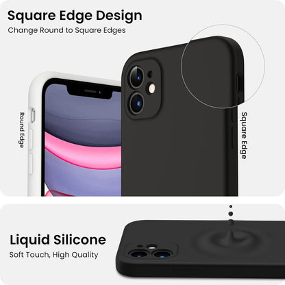 Silikon Hülle für iPhone 11 mit Schutzfolie Schwarz