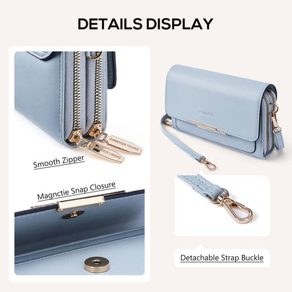 Kleine PU Leder Umhängetasche mit Kartenschlitz, Damen Crossbody