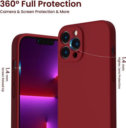 ORNARTO iPhone 13 Pro Max Hülle Rot Silikon Gel Case + Schutzfolie