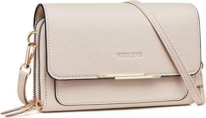 Kleine Damen Umhängetasche PU Leder Crossbody Schultertasche Beige
