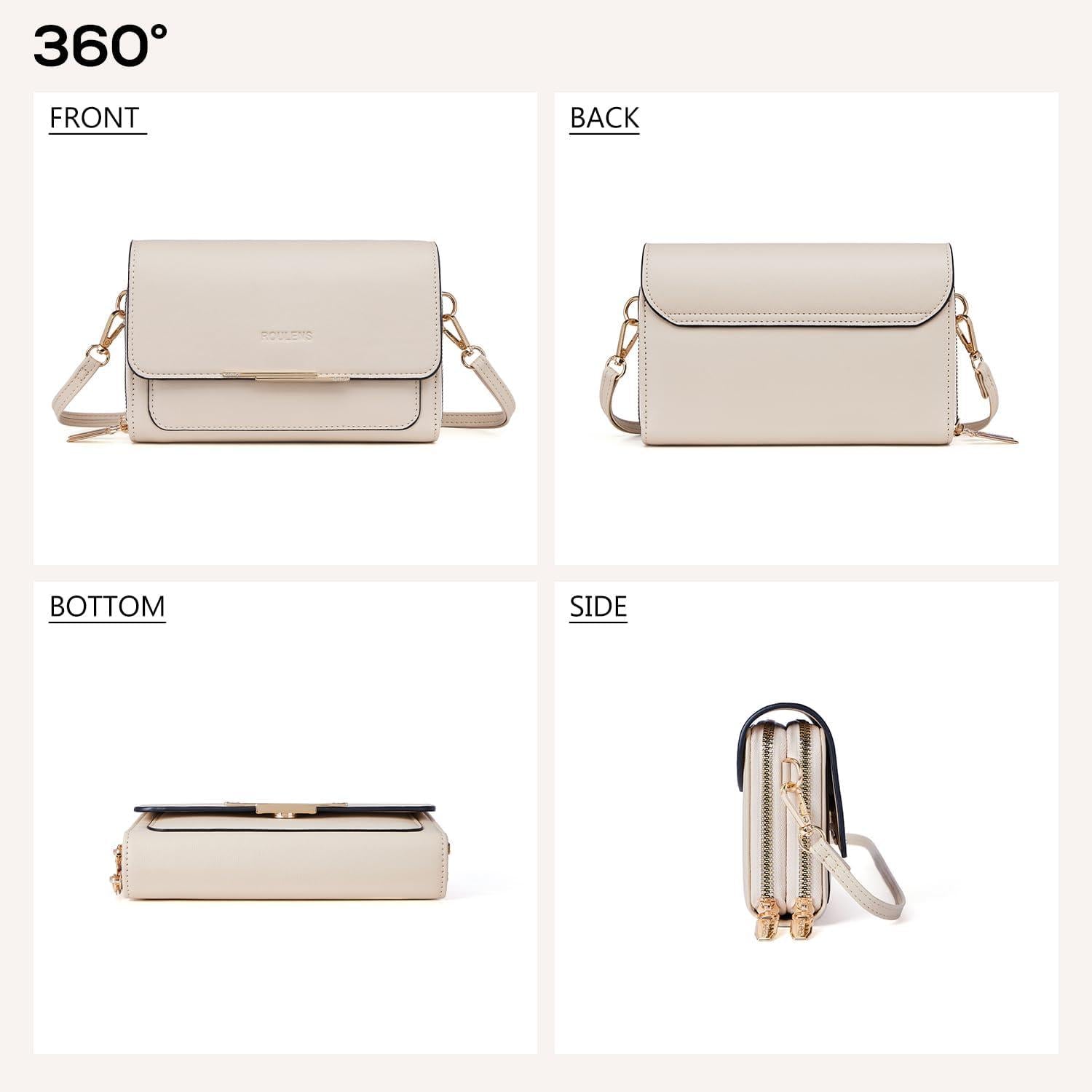 Damen Umhängetasche PU Leder Crossbody Handytasche Beige