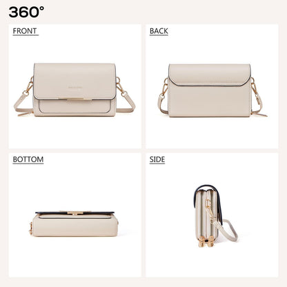 Damen Umhängetasche PU Leder Crossbody Handytasche Beige