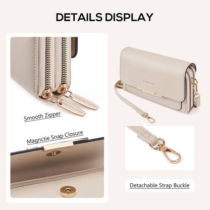 Kleine Handy Umhängetasche Damen Crossbody PU Leder Az-beige