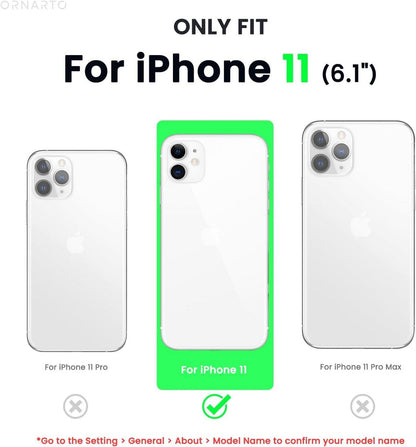 ORNARTO iPhone 11 Hülle mit Schutzfolie - Silikon Gel Rubber