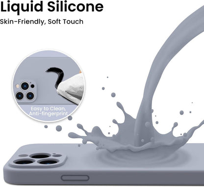 iPhone 13 Pro Max Hülle mit 2 Schutzfolien Silikon Gel Case Hellgrau