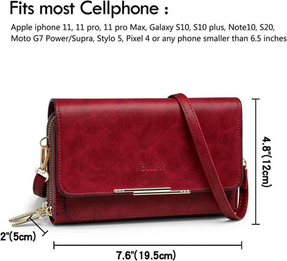 Kleine Damen Handy Umhängetasche PU Leder Crossbody Ölwachs