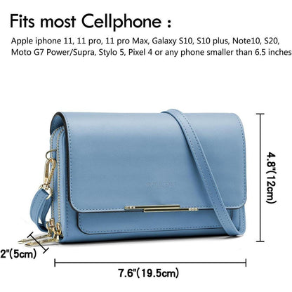 Kleine Damen Umhängetasche PU Leder Crossbody Blau mit