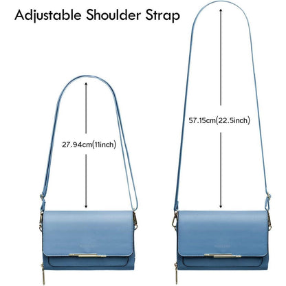 Kleine Damen Umhängetasche PU Leder Crossbody Blau mit