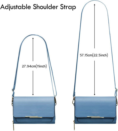 Kleine Damen Umhängetasche, PU Leder Crossbody Blau Smartphone Tasche