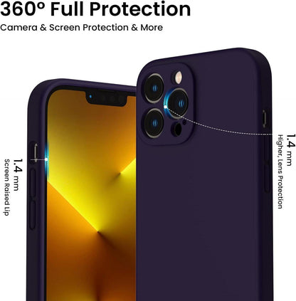 Kompatibles iPhone 13 Pro Max Silikon Case + 2 Schutzfolien Dunkelviolett