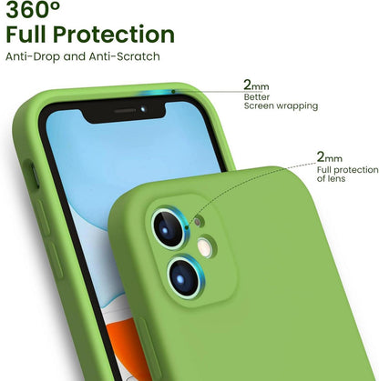 ORNARTO iPhone 11 Hülle Schutzfolie Silikon Case Eckige Kante Rundumschutz Gras-Grün