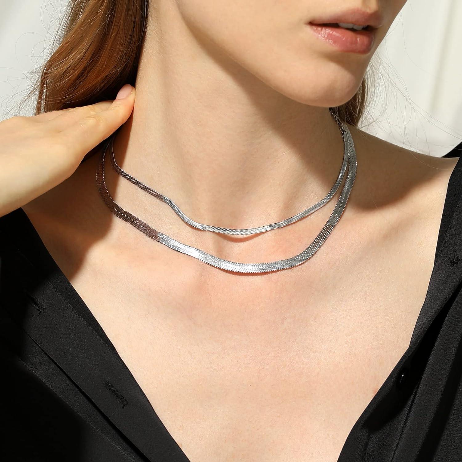 Flache Schlangenkette Halskette - Edelstahl Choker 5mm