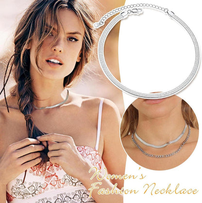 Damen Flache Schlangenkette Halskette Edelstahl Choker 5mm Gold Silber Rosegold