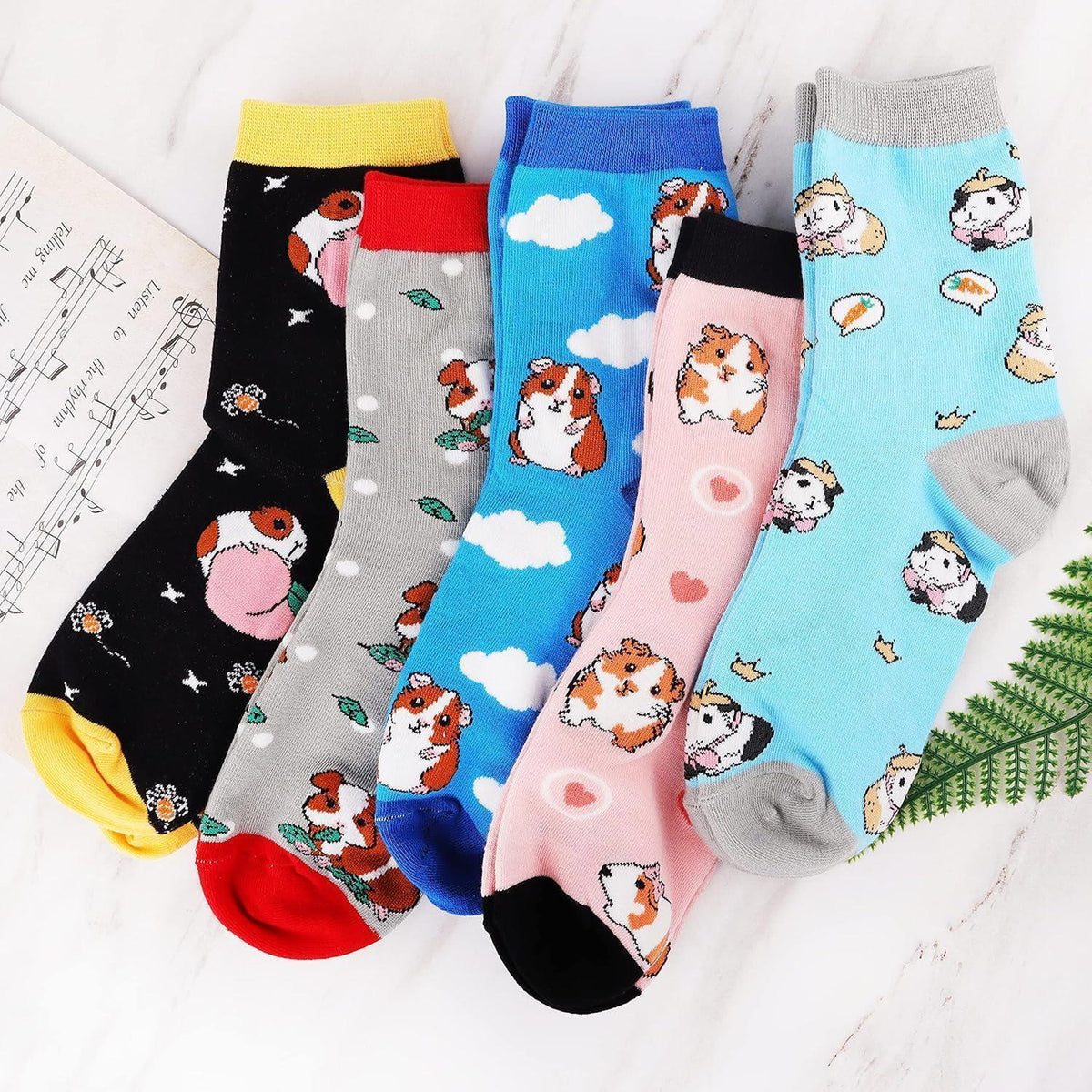 Damen Socken 5er Pack Meerschweinchen Baumwolle 35-38