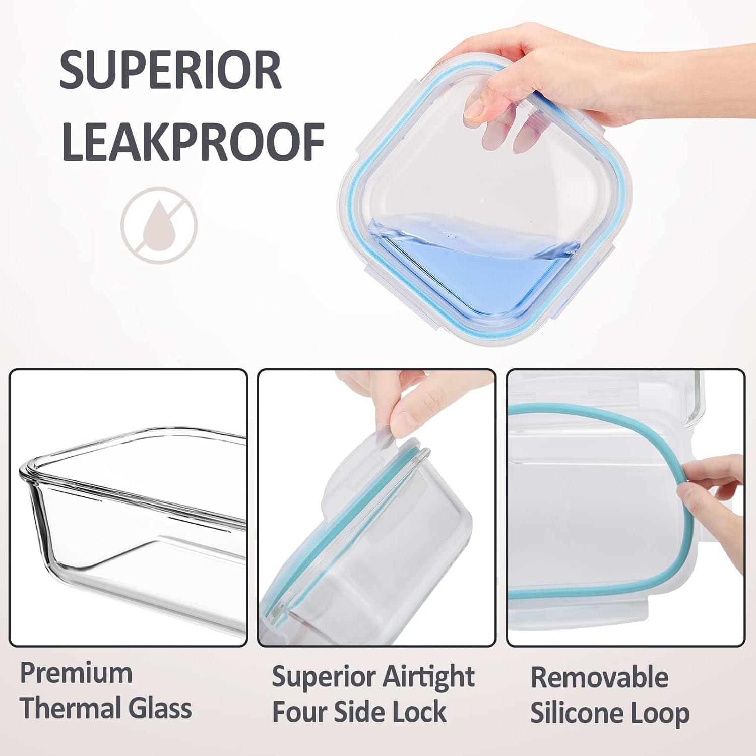 Frischhaltedosen Glas luftdicht auslaufsicher 4er-Pack Blau