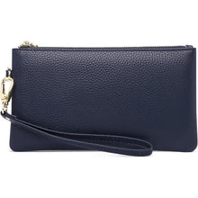 RFID Damen Handtasche Echtes Leder Clutch Münzfach Blau