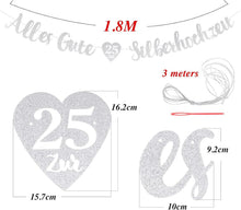 Silberhochzeit Banner Deko Glitzer 25. Jubiläum Hochzeitstag
