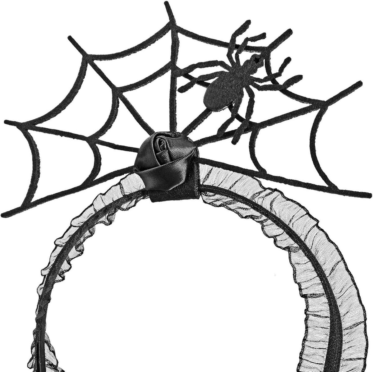 HOWAF Spinne Haarreifen Halloween Kostüm Spinnweben Stirnband Halskette Schwarz Spinnen Tattoos