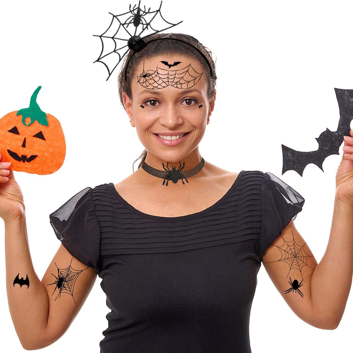 Spinne Haarreifen Kostüm Halloween Spinnen Tattoo Stirnband Halskette