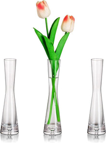 Moderne Glasvase 3er Set Handmade 20cm Hoch für Blumenarrangement