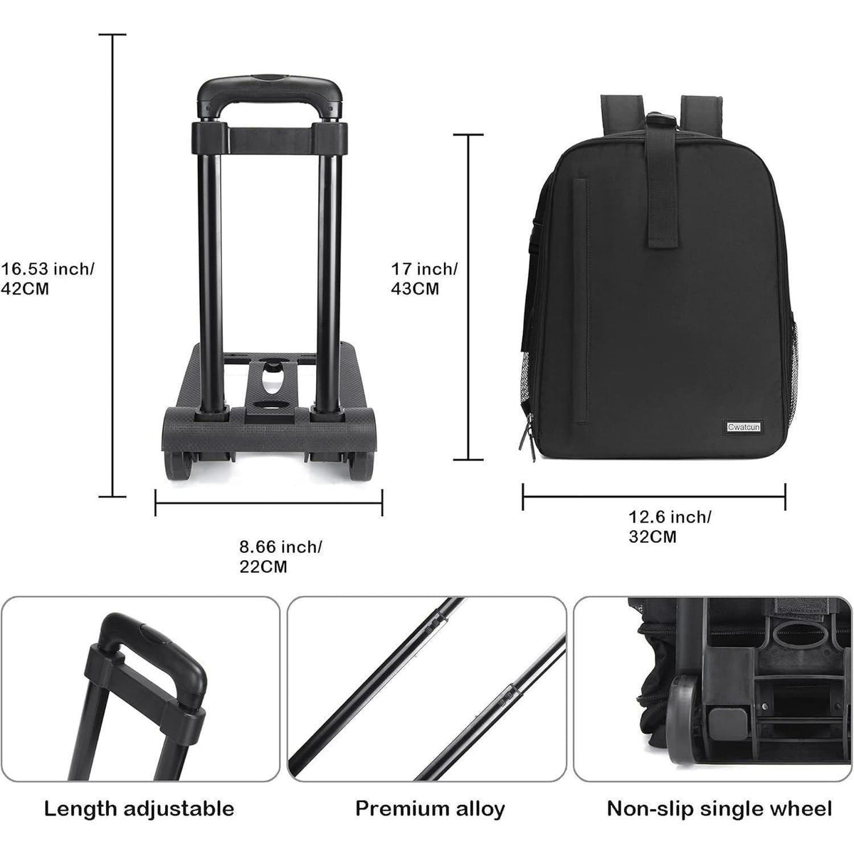 Kamerarucksack wasserdicht für DSLR/SLR – Stativkompatibel (5.0L Schwarz)