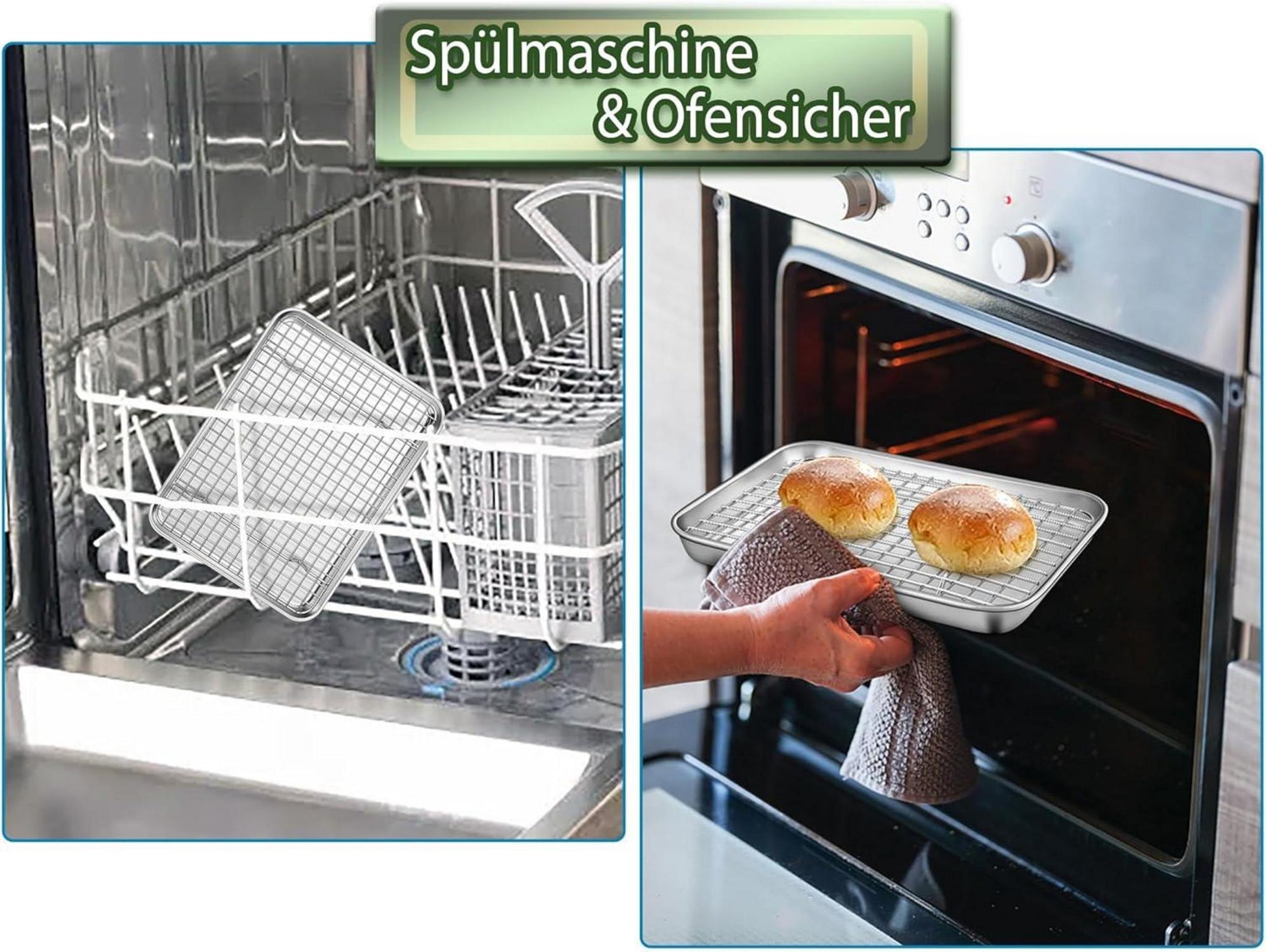 Edelstahl Backblech Set 2er Pack 23x17x2,5 cm Rechteckig