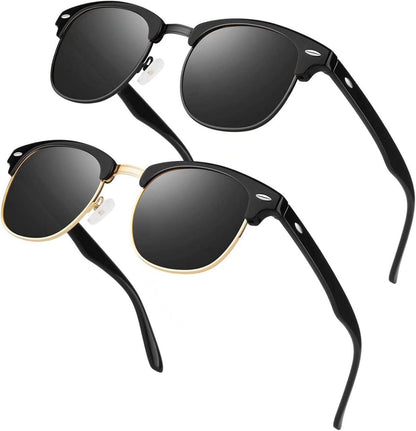 Polarisierte UV400 Sonnenbrille Retro Halbrahmen für Damen Herren