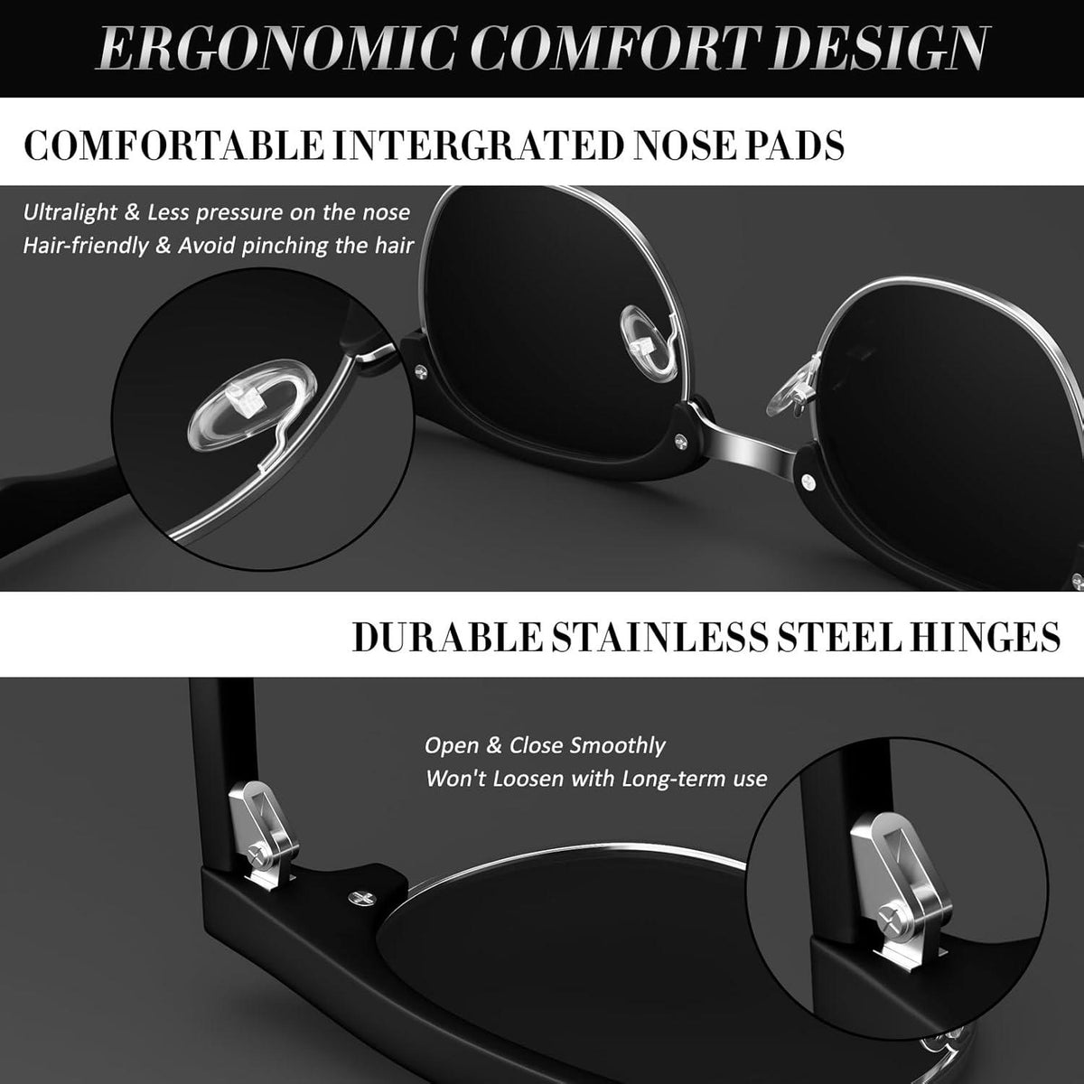 Polarisierte Retro Sonnenbrille 100% UV400 Halbrahmen für Reisen